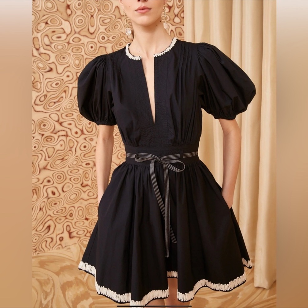 ULLA JOHNSON Wilda Black Mini Dress Sz 10